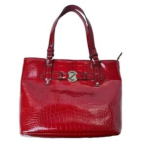 Nine & Co. Red‎ Faux Crocodile-Embossed Tote